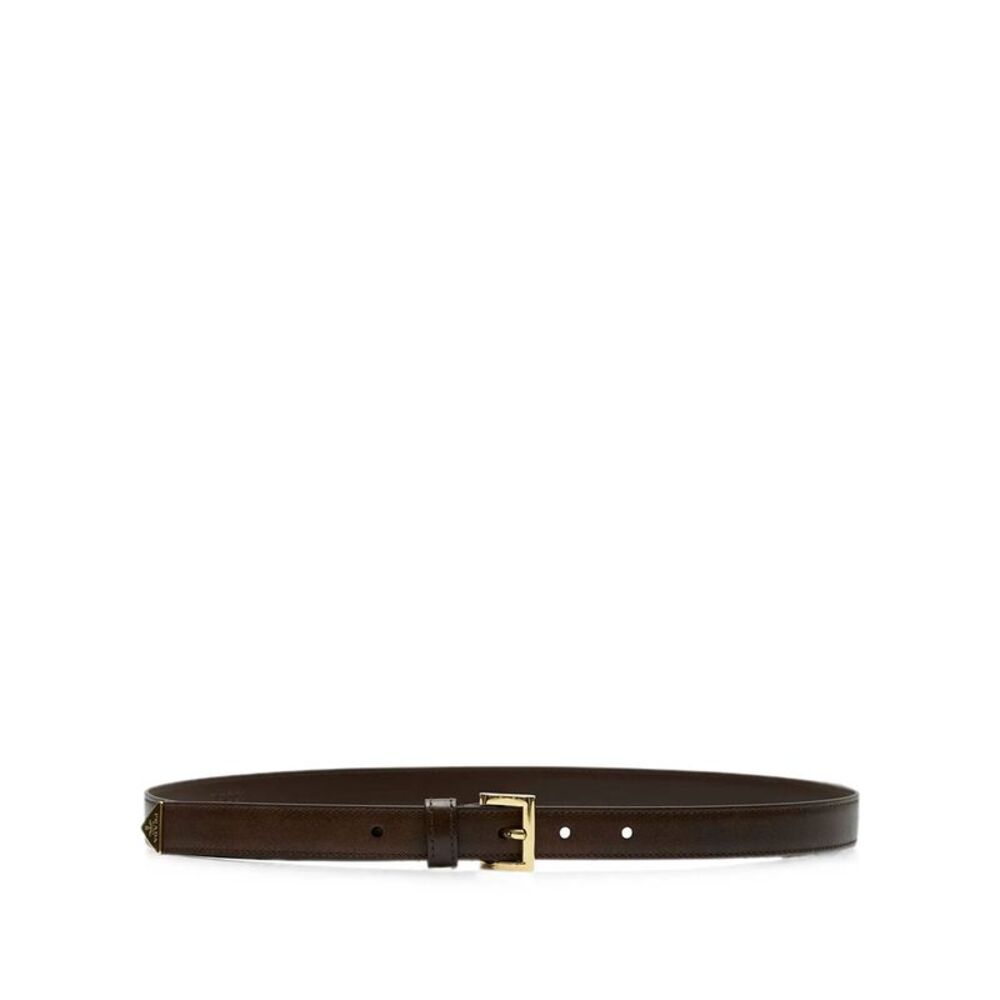 Prada Women Slim Leather Belt With Logo